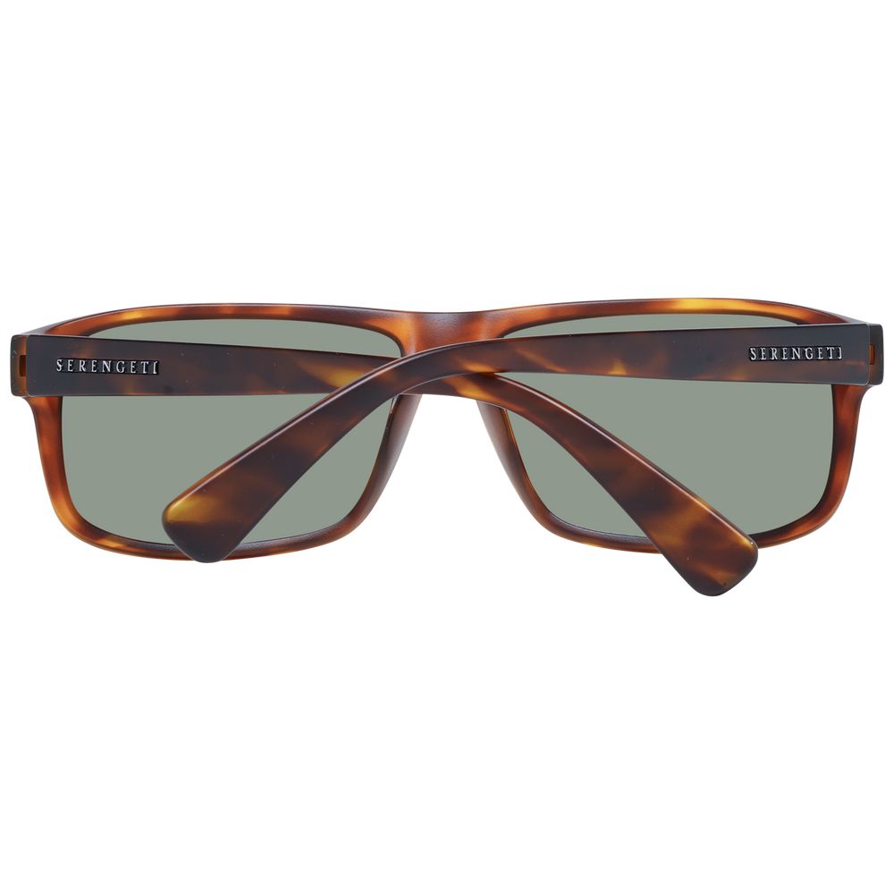 Sunglasses by Serengeti for unisex in plastic brown features a sumptuous silhouette, showcasing a sumptuous rectangle full-rim frame design in brown coloured frame with high-performance polarized category-3-dark-tint lens.
