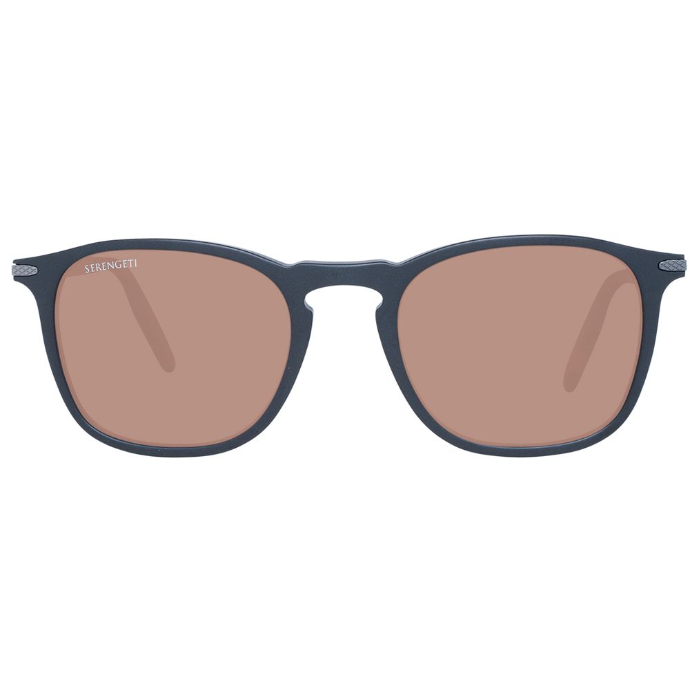 This Sunglasses by Serengeti for unisex in acetate black presents a sumptuous silhouette, showcasing a sumptuous full-rim square frame design in black coloured frame and high-performance photochromatic polarized lens.