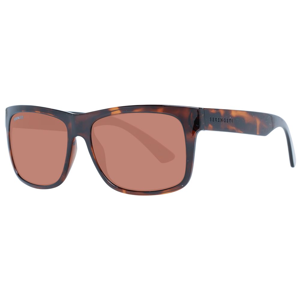 Sunglasses by Serengeti for unisex in plastic and brown presents a sumptuous silhouette, featuring brown coloured frame and full-rim trapezium frame design with polarized lens for a sumptuous look.