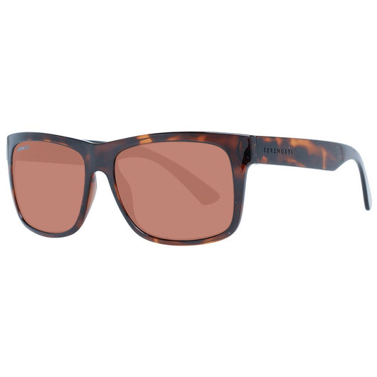 Sunglasses by Serengeti for unisex in plastic and brown presents a sumptuous silhouette, featuring brown coloured frame and full-rim trapezium frame design with polarized lens for a sumptuous look.