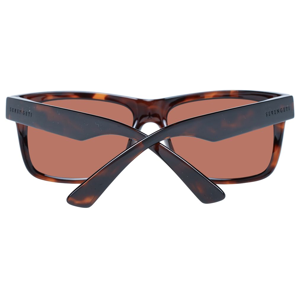 This Sunglasses by Serengeti for unisex in plastic brown presents a sumptuous silhouette, showcasing a sumptuous full-rim trapezium frame design in brown coloured frame and high-performance polarized lens.