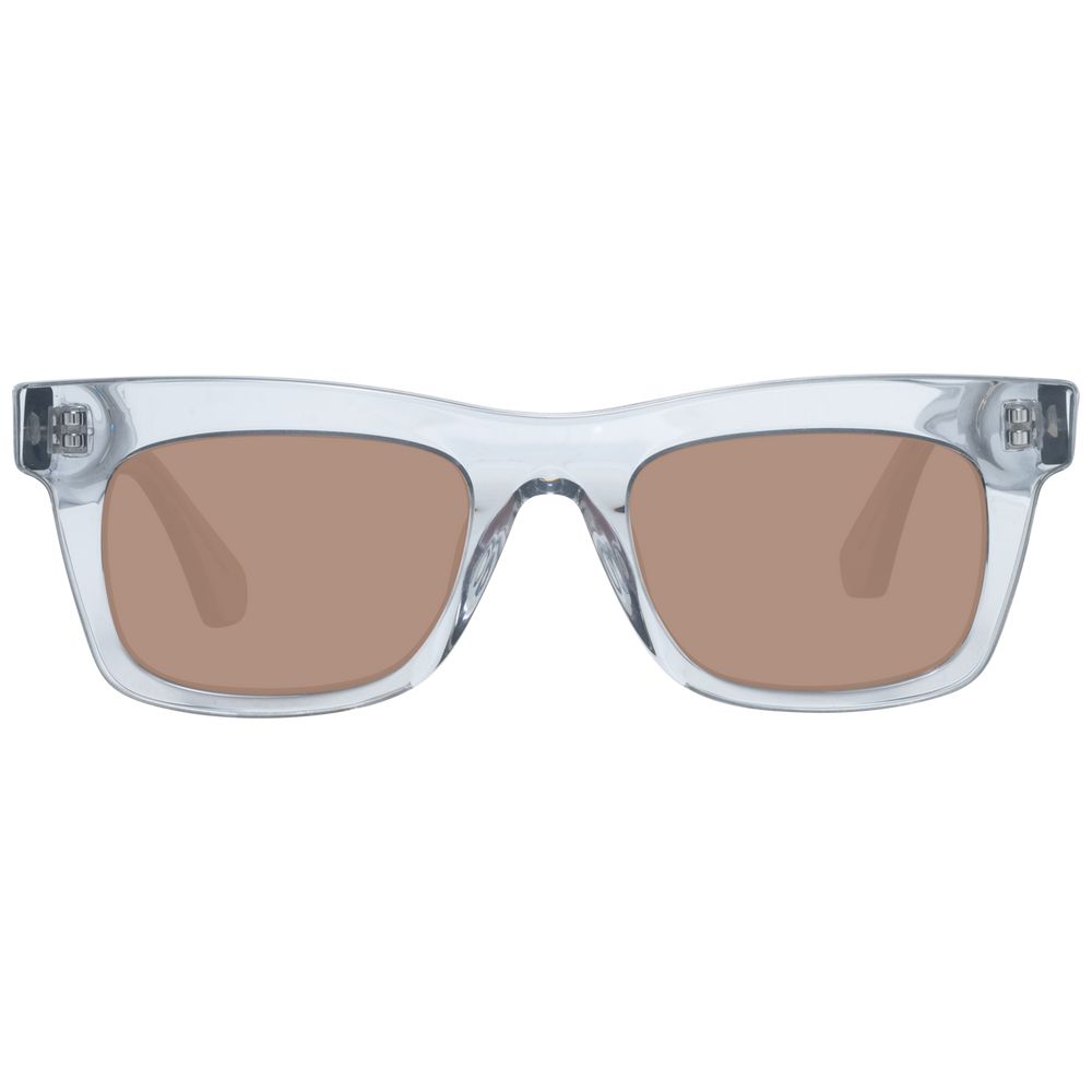 Sunglasses by Sandro for women in acetate and transparent presents a sumptuous silhouette, featuring transparent coloured frame and rectangle full-rim frame design with non-polarized category-3-dark-tint lens for a sumptuous look.