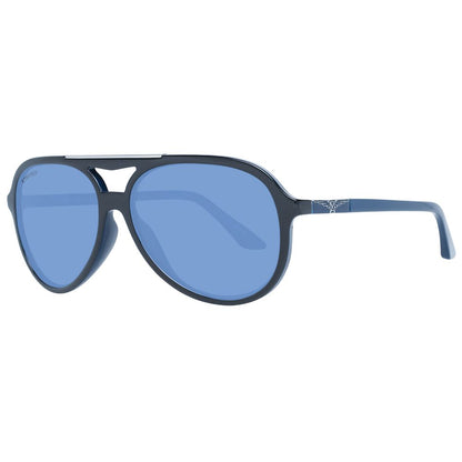 Sunglasses by Longines for men in plastic and black featuring an opulent aviator full-rim frame design with a sophisticated black coloured frame finish and high-performance mirrored category-3-dark-tint lens.