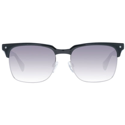 Sunglasses by Ted Baker for men in metal & acetate black features a sumptuous silhouette, showcasing a sumptuous browline full-rim frame design in black coloured frame with high-performance gradient category-3-dark-tint lens.