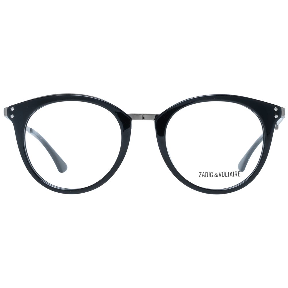 Eyeglasses Frames by Zadig & Voltaire for unisex in nylon black showcases a reflective silhouette, artfully incorporating a sophisticated black coloured frame with a distinct full-frame frame design.