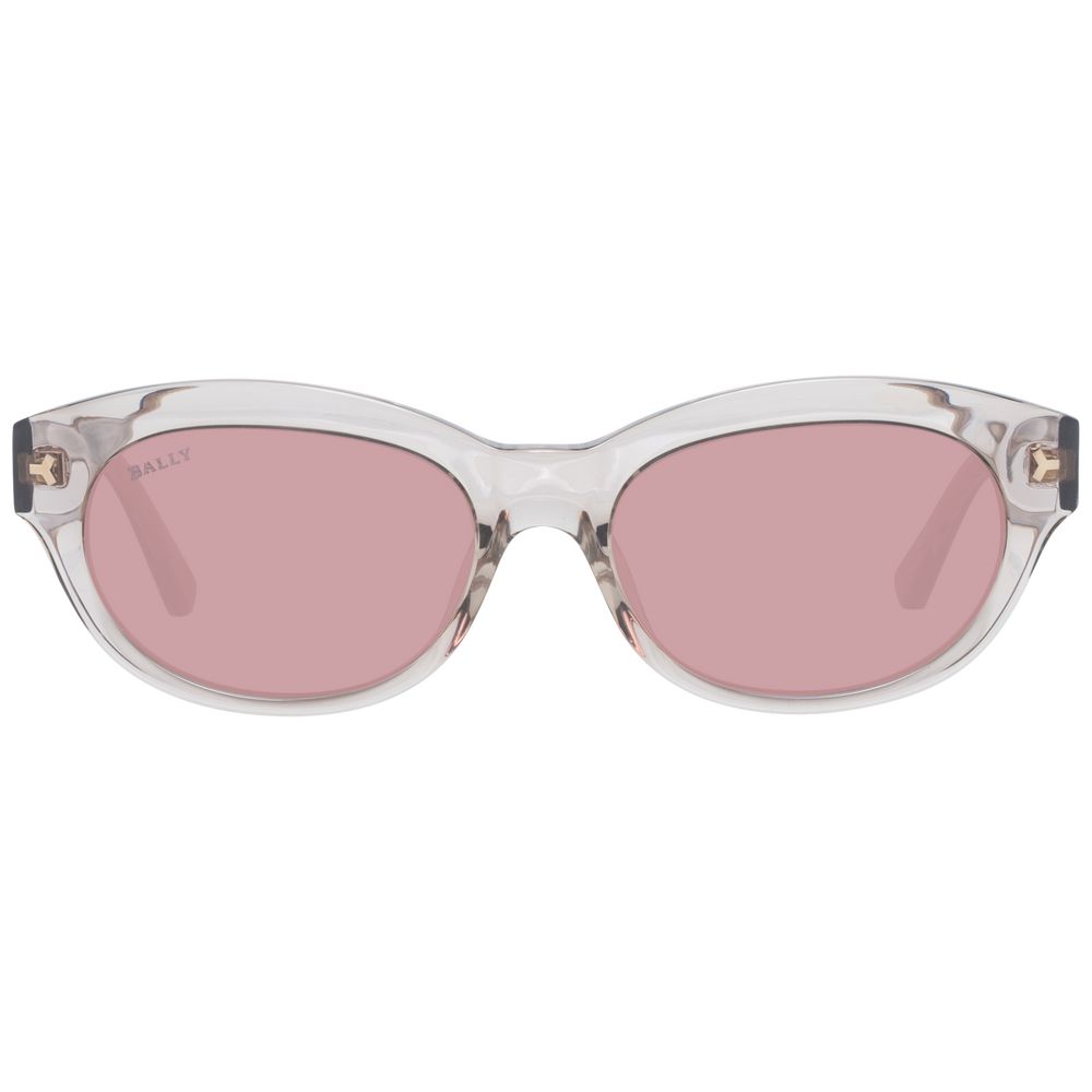 Sunglasses by Bally for women in plastic and brown featuring an opulent full-rim oval frame design with a sophisticated brown coloured frame finish and high-performance non-polarized category-2-medium-tint lens.