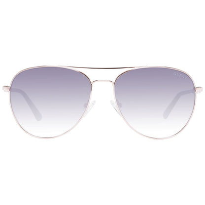 Sunglasses by Guess for women in metal rose-gold features an lustrous aviator full-rim frame design with rose-gold coloured frame detailing and gradient category-3-dark-tint lens for a lustrous aesthetic.