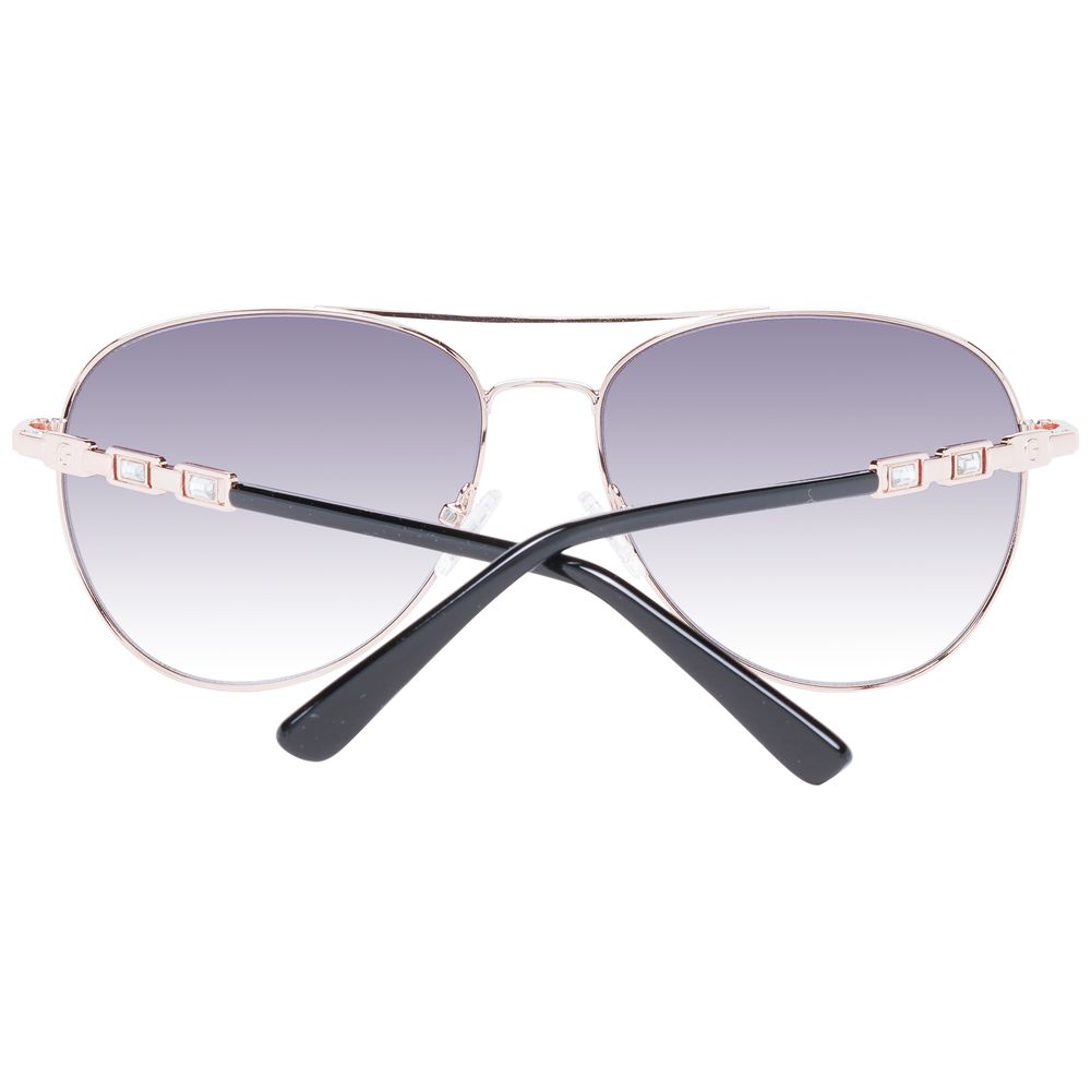 Sunglasses by Guess for women in metal rose-gold features an ethereal aviator full-rim frame design with rose-gold coloured frame frames and gradient category-3-dark-tint lens for a ethereal finish.