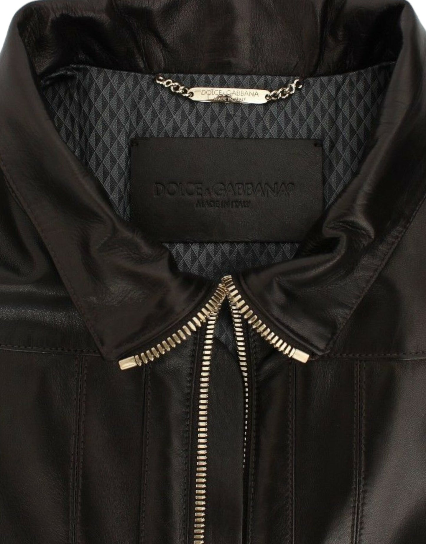 Dolce & Gabbana Men's Elegant Brown Gold-Detailed Leather Jacket