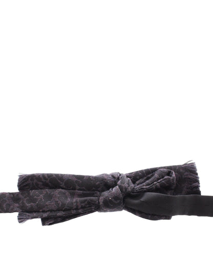 Gray Black Wool Bow Tie