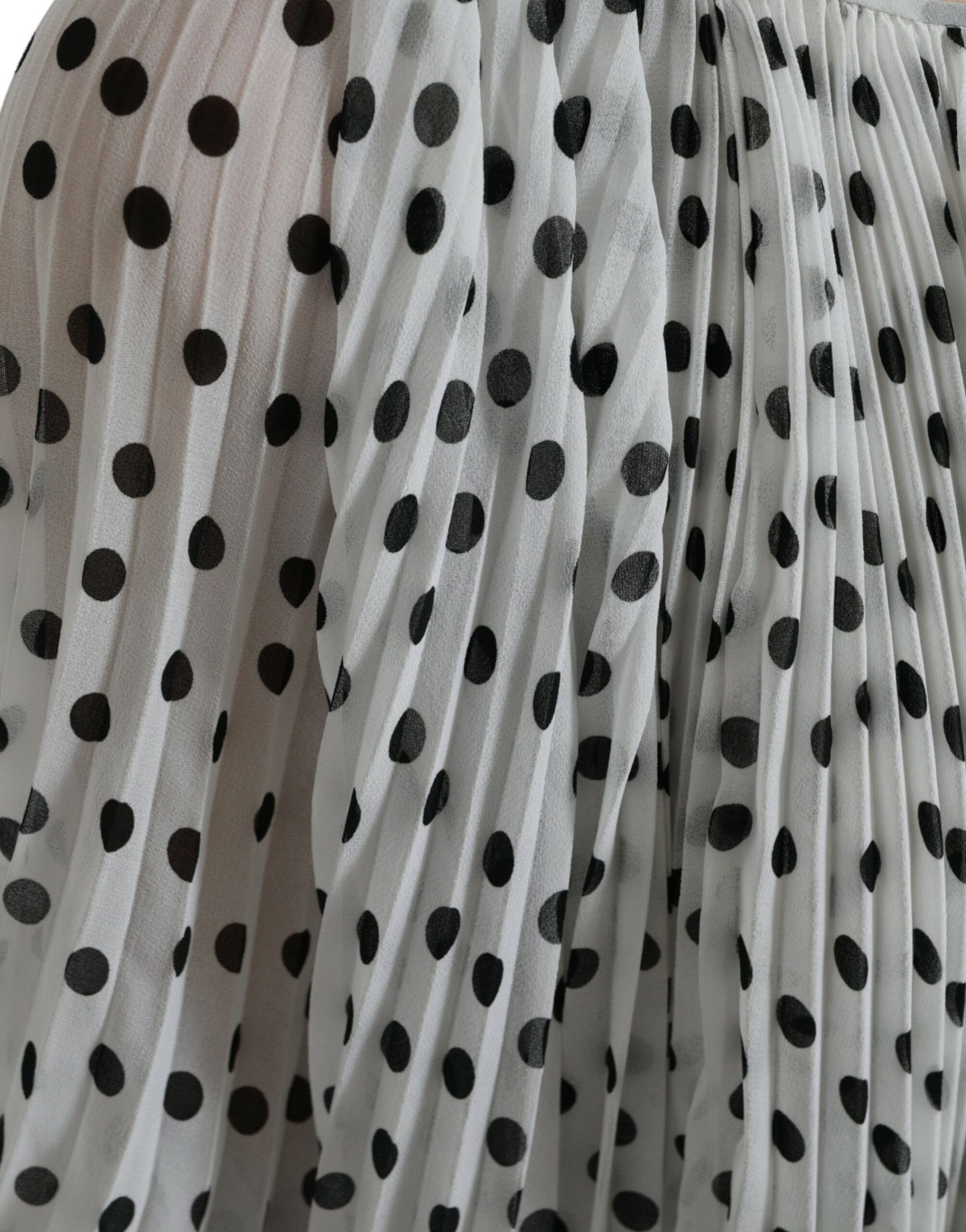 Dolce & Gabbana White Polka Dot A-line Pleated Maxi Dress