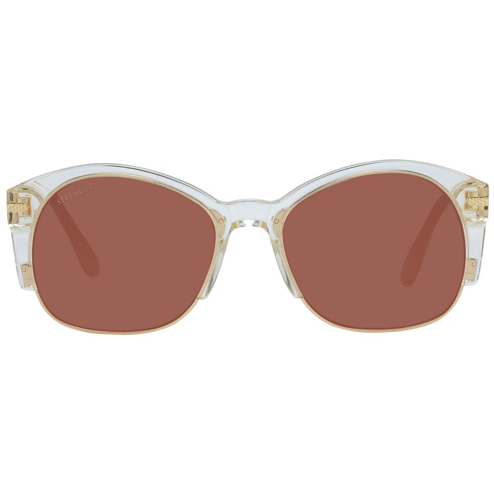 Sunglasses by Serengeti for unisex in gold features an ethereal full-rim round frame design with gold coloured frame frames and polarized category-2-medium-tint lens for a ethereal finish.