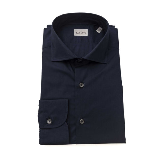 Dress Shirt by Bagutta for men in stretch cotton blue, featuring a nuanced and nuanced for a sophisticated finish.