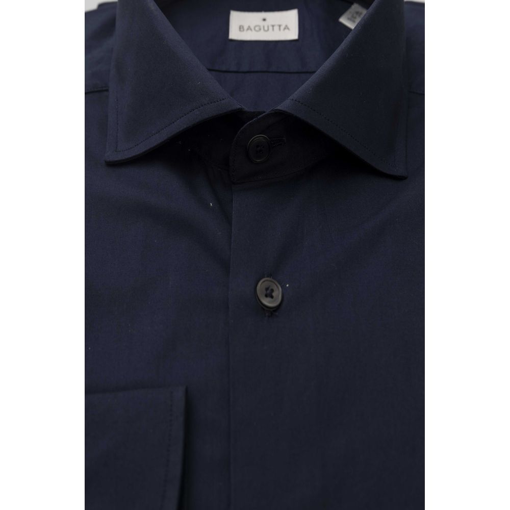 Dress Shirt by Bagutta for men in stretch cotton blue presents a discerning silhouette, showcasing a sophisticated and for a truly discerning finish.