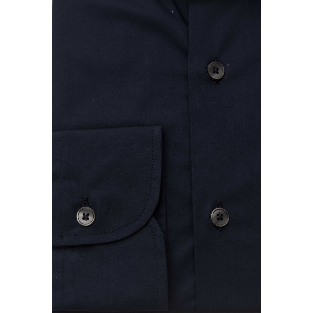 Dress Shirt by Bagutta for men in stretch cotton blue showcases a sleek silhouette, elegantly detailed with a sleek and for a sleek finish.