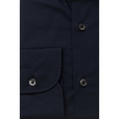 Dress Shirt by Bagutta for men in stretch cotton blue showcases a sleek silhouette, elegantly detailed with a sleek and for a sleek finish.