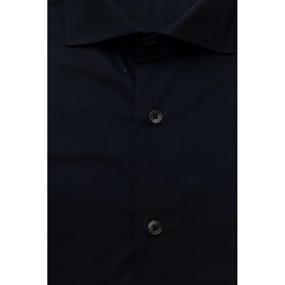Dress Shirt by Bagutta for men in stretch cotton blue showcases a sublime silhouette, artfully detailed with a sublime and for a sophisticated, sublime finish.
