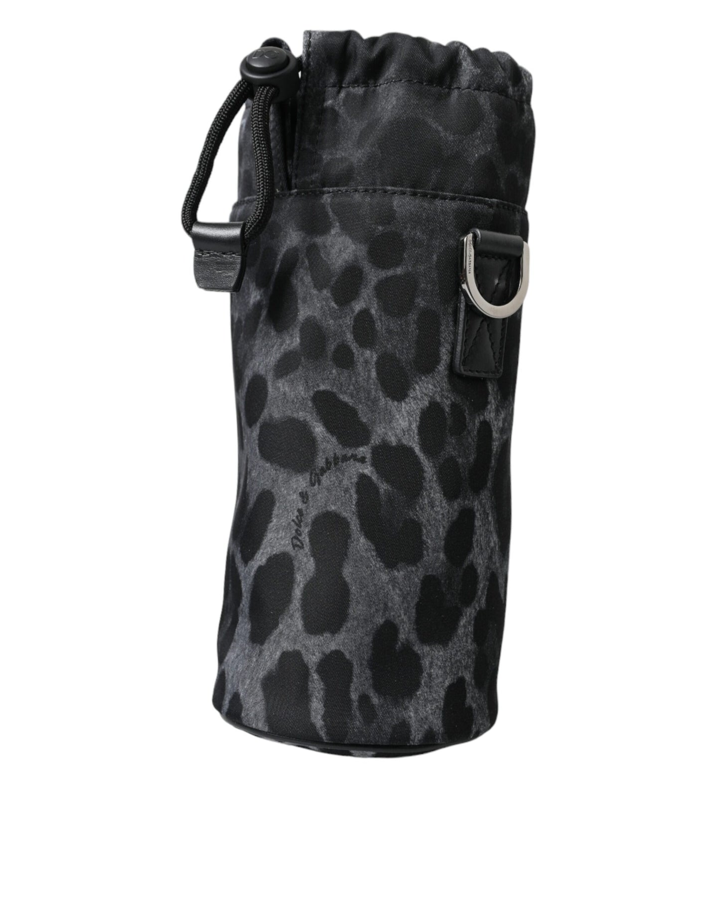 Drawstring Tote Bag by Dolce & Gabbana for men in nylon & leather black, leopard-print & print features an jet-setting Nylon Leather Drawstring Tote Bag design with a secure drawstring, jet-setting , and versatile for a jet-setting look.