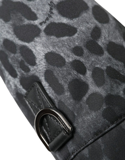 Drawstring Tote Bag by Dolce & Gabbana for men in nylon & leather black, leopard-print & print features an jet-set-ready silhouette, showcasing the Nylon Leather Drawstring Tote Bag design with a secure drawstring, ample , and versatile .
