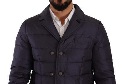 Dolce & Gabbana Men's Blue Silk Goat Coat Blouson Winter Jacket