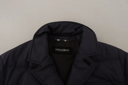 Dolce & Gabbana Men's Blue Silk Goat Coat Blouson Winter Jacket