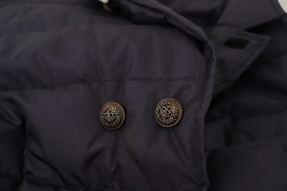 Dolce & Gabbana Men's Blue Silk Goat Coat Blouson Winter Jacket