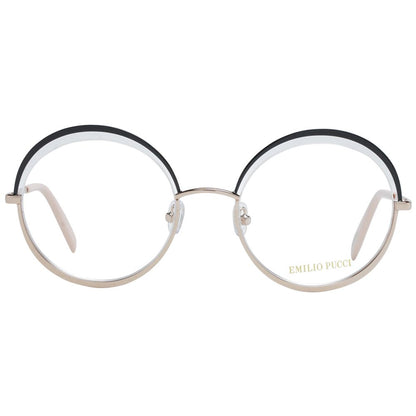Eyeglasses Frames by Emilio Pucci for women in black showcases a refined half-frame frame design with a refined black coloured frame finish for a refined and sophisticated look.