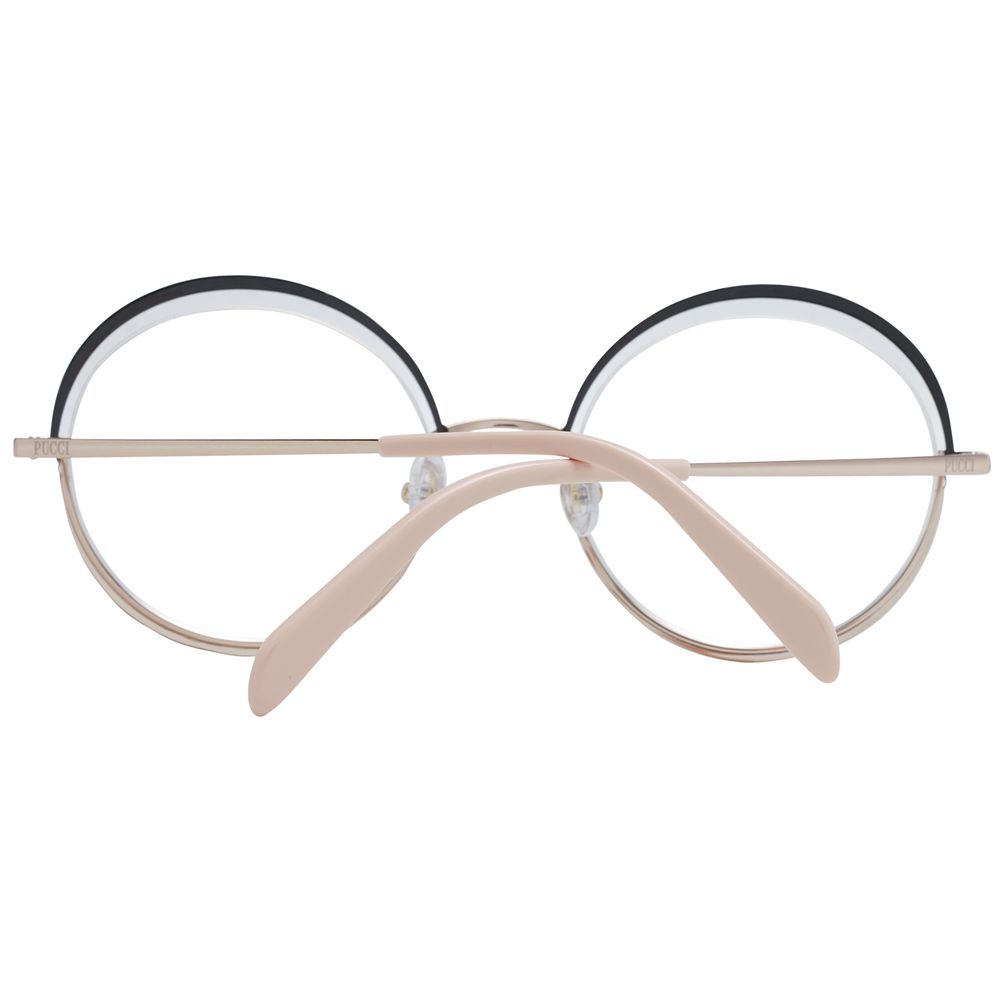 Eyeglasses Frames by Emilio Pucci for women in black features a refined silhouette, showcasing a refined black coloured frame and half-frame frame design for a sophisticated, premium look.