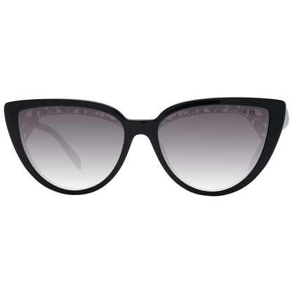 Sunglasses by Emilio Pucci for women in black features an ethereal full-rim cat-eye frame design with black coloured frame frames and gradient category-2-medium-tint lens for a ethereal finish.