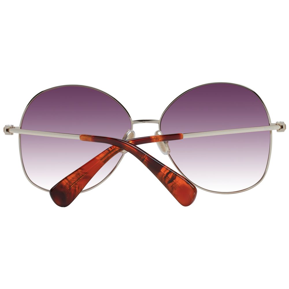 Sunglasses by Max Mara for women in metal gold showcases a ethereal silhouette, featuring gold coloured frame full-rim round frame design with gradient category-3-dark-tint lens for a ethereal finish.