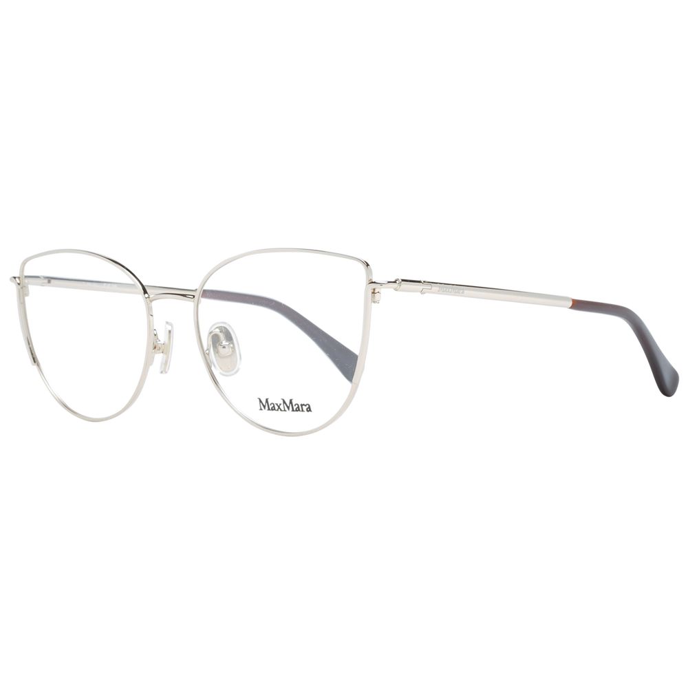 Eyeglasses Frames by Max Mara for women in plastic gold features a refined silhouette, showcasing a refined gold coloured frame and full-frame frame design for a sophisticated, premium look.