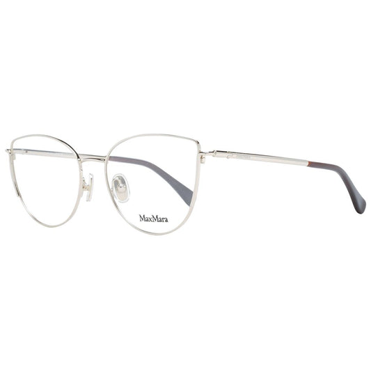 Eyeglasses Frames by Max Mara for women in plastic gold features a refined silhouette, showcasing a refined gold coloured frame and full-frame frame design for a sophisticated, premium look.