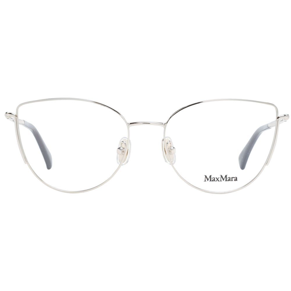 Eyeglasses Frames by Max Mara for women in plastic and gold showcases an refined full-frame frame design featuring a sophisticated gold coloured frame for an refined and refined aesthetic.