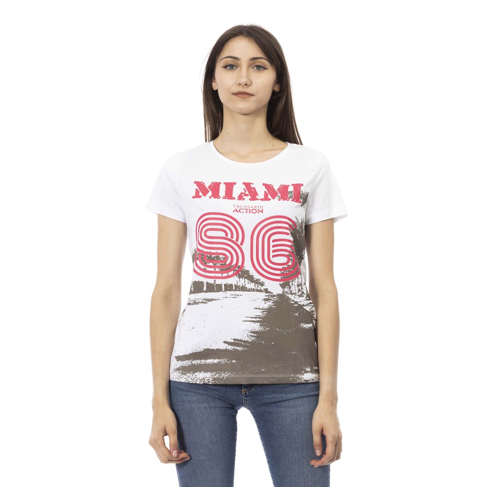 White Cotton Short Sleeve Round Neck T-Shirt