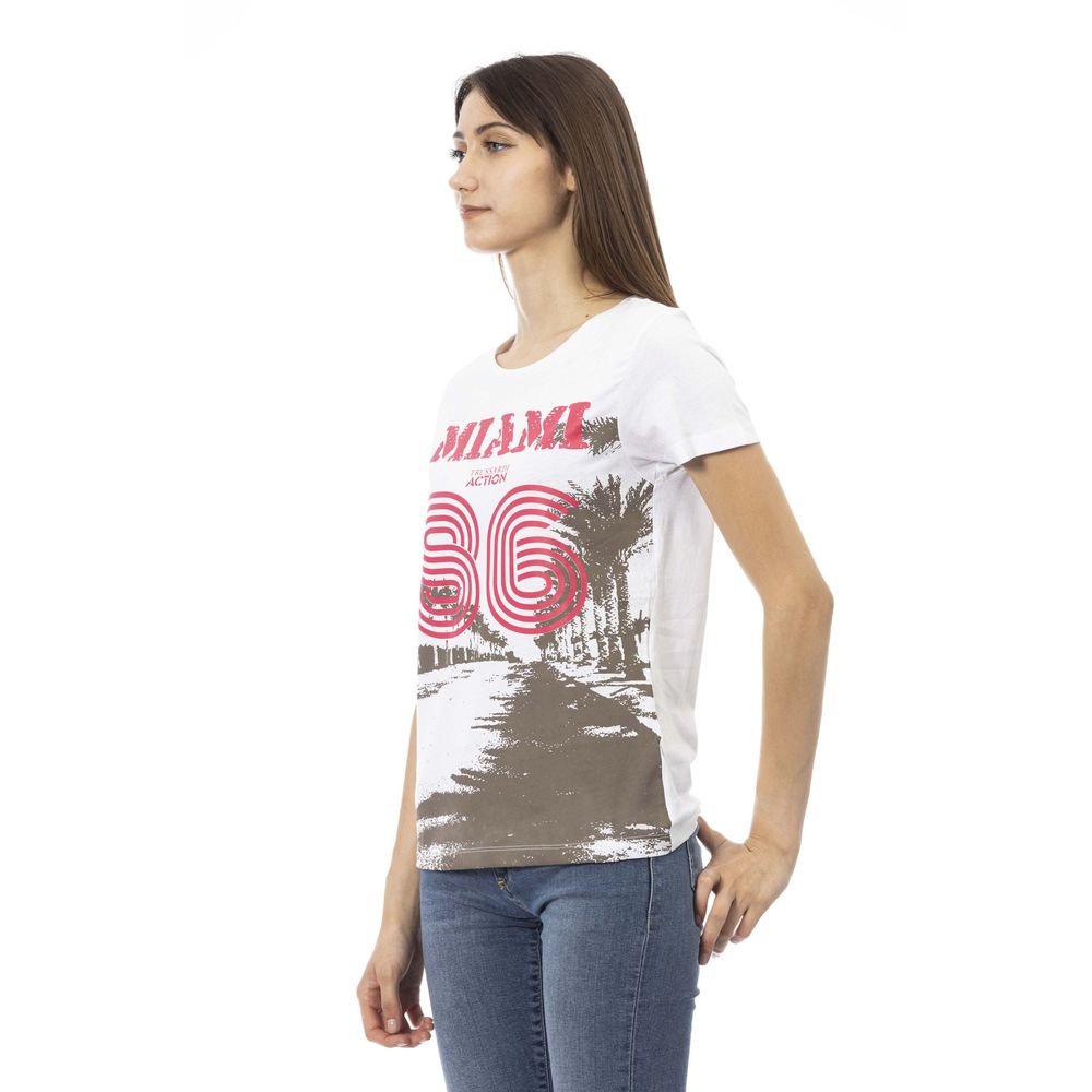 White Cotton Short Sleeve Round Neck T-Shirt