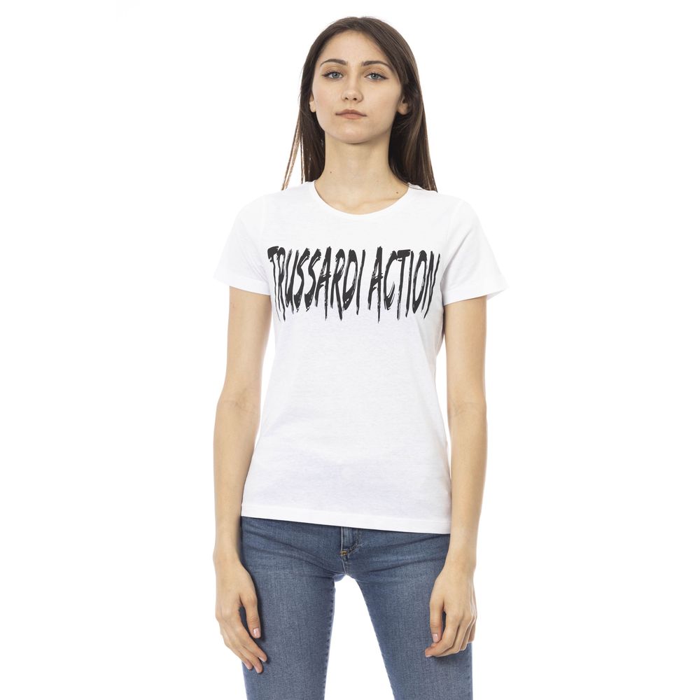 White Cotton Short Sleeve Round Neck T-Shirt