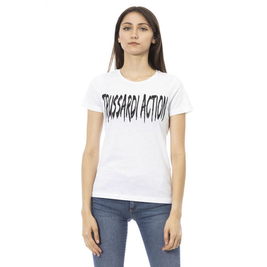 White Cotton Short Sleeve Round Neck T-Shirt