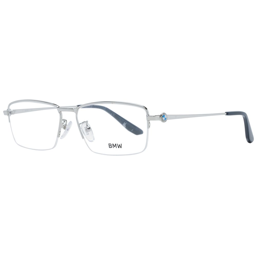 BMW Men's Rectangle Half-Rim Metal Eyeglasses Frames - Silver
