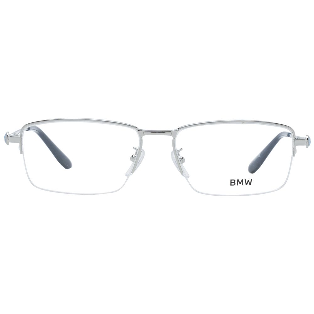 BMW Men's Rectangle Half-Rim Metal Eyeglasses Frames - Silver