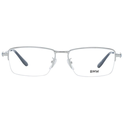 BMW Men's Rectangle Half-Rim Metal Eyeglasses Frames - Silver