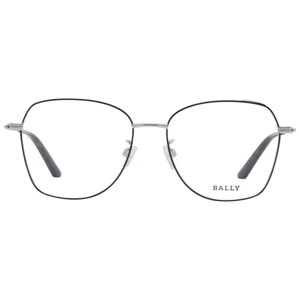Eyeglasses Frames by Bally for women in black showcases a reflective silhouette, artfully incorporating a sophisticated black coloured frame with a distinct full-frame frame design.