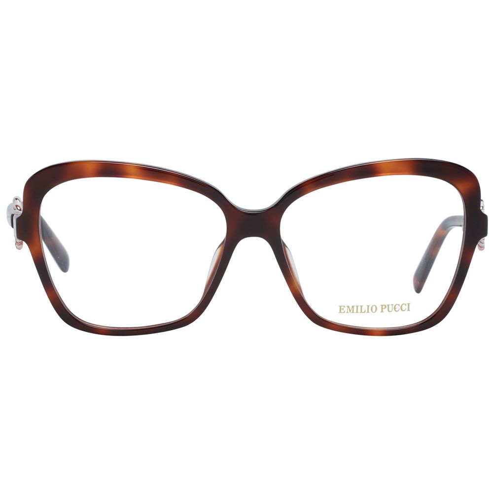 Eyeglasses Frames by Emilio Pucci for women in brown features an refined silhouette, showcasing the refined brown coloured frame and sophisticated full-frame frame design.