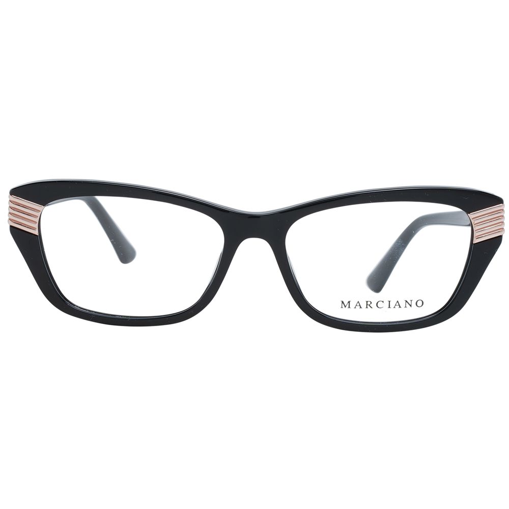 Eyeglasses Frames by Marciano by Guess for women in plastic black showcases a reflective silhouette, artfully incorporating a sophisticated black coloured frame with a distinct full-frame frame design.