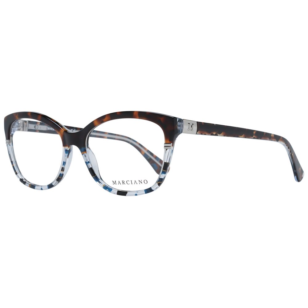 Eyeglasses Frames by Marciano by Guess for women in plastic brown features an refined silhouette, showcasing a sophisticated brown coloured frame and refined full-frame frame design for a refined look.