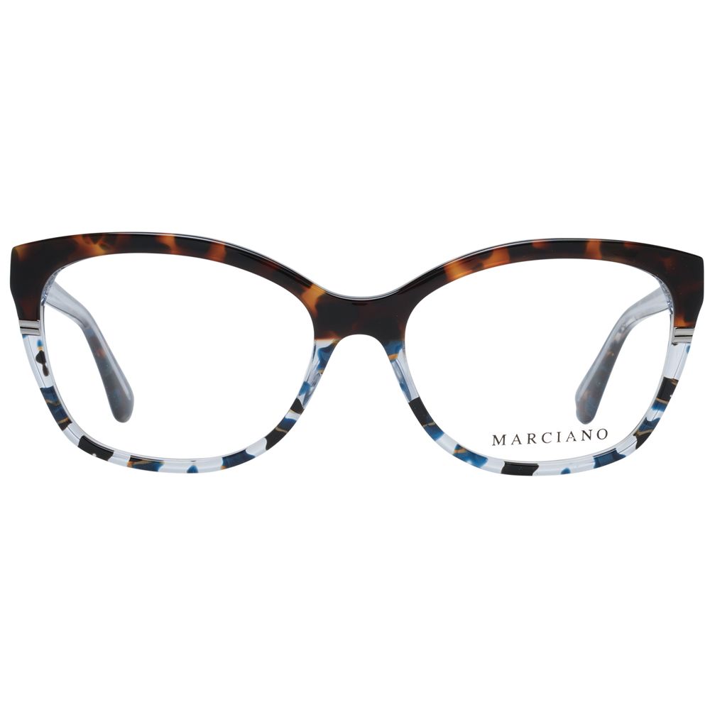 Eyeglasses Frames by Marciano by Guess for women in plastic brown showcases a refined full-frame frame design with a refined brown coloured frame finish for a refined and sophisticated look.