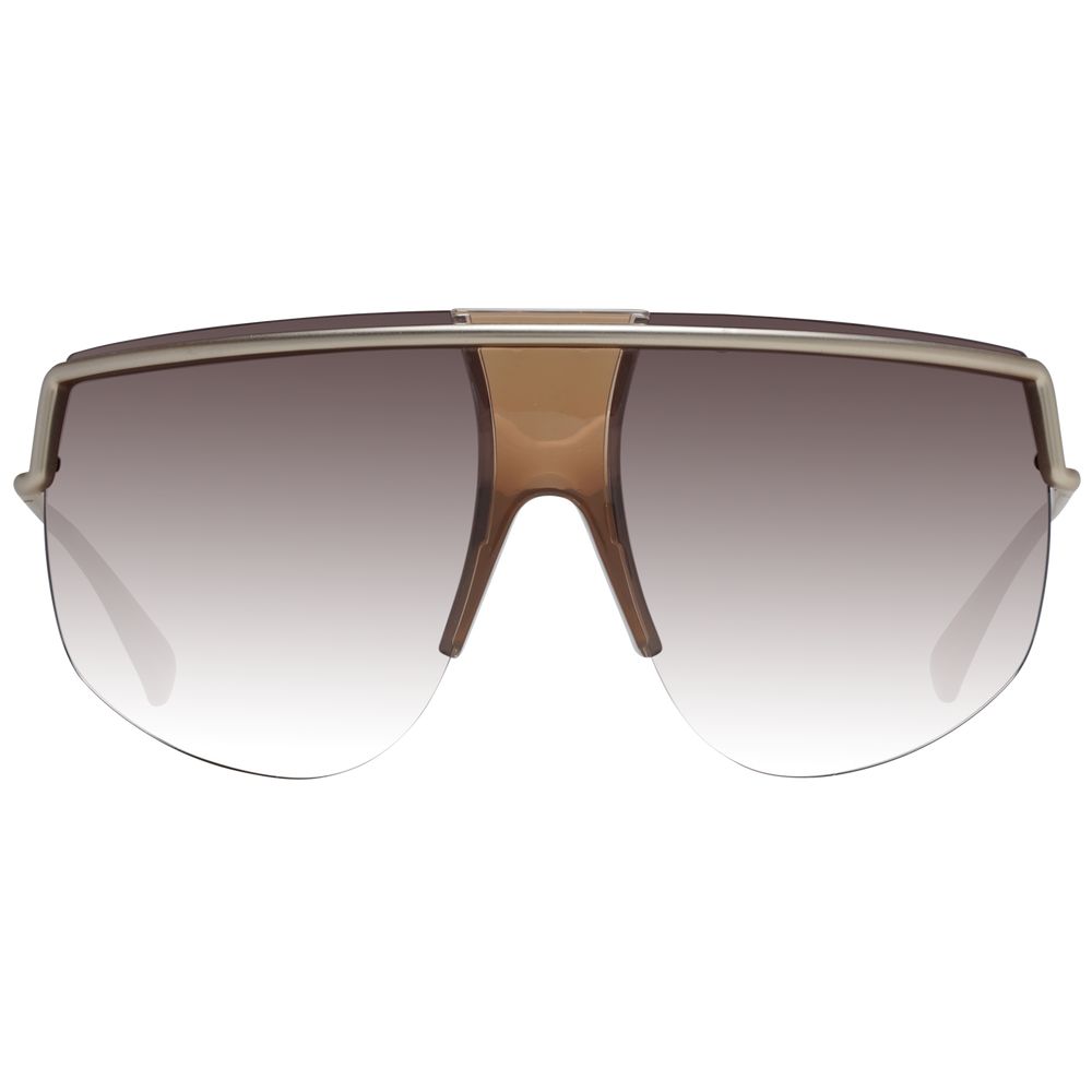 This Sunglasses by Max Mara for women in gold presents a sumptuous silhouette, showcasing a sumptuous aviator half-rim frame design in gold coloured frame and high-performance gradient category-3-dark-tint lens.