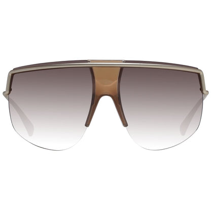 This Sunglasses by Max Mara for women in gold presents a sumptuous silhouette, showcasing a sumptuous aviator half-rim frame design in gold coloured frame and high-performance gradient category-3-dark-tint lens.