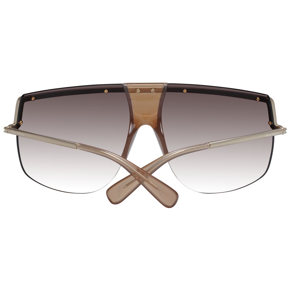 Sunglasses by Max Mara for women in gold features an lustrous aviator half-rim frame design with gold coloured frame detailing and gradient category-3-dark-tint lens for a lustrous aesthetic.