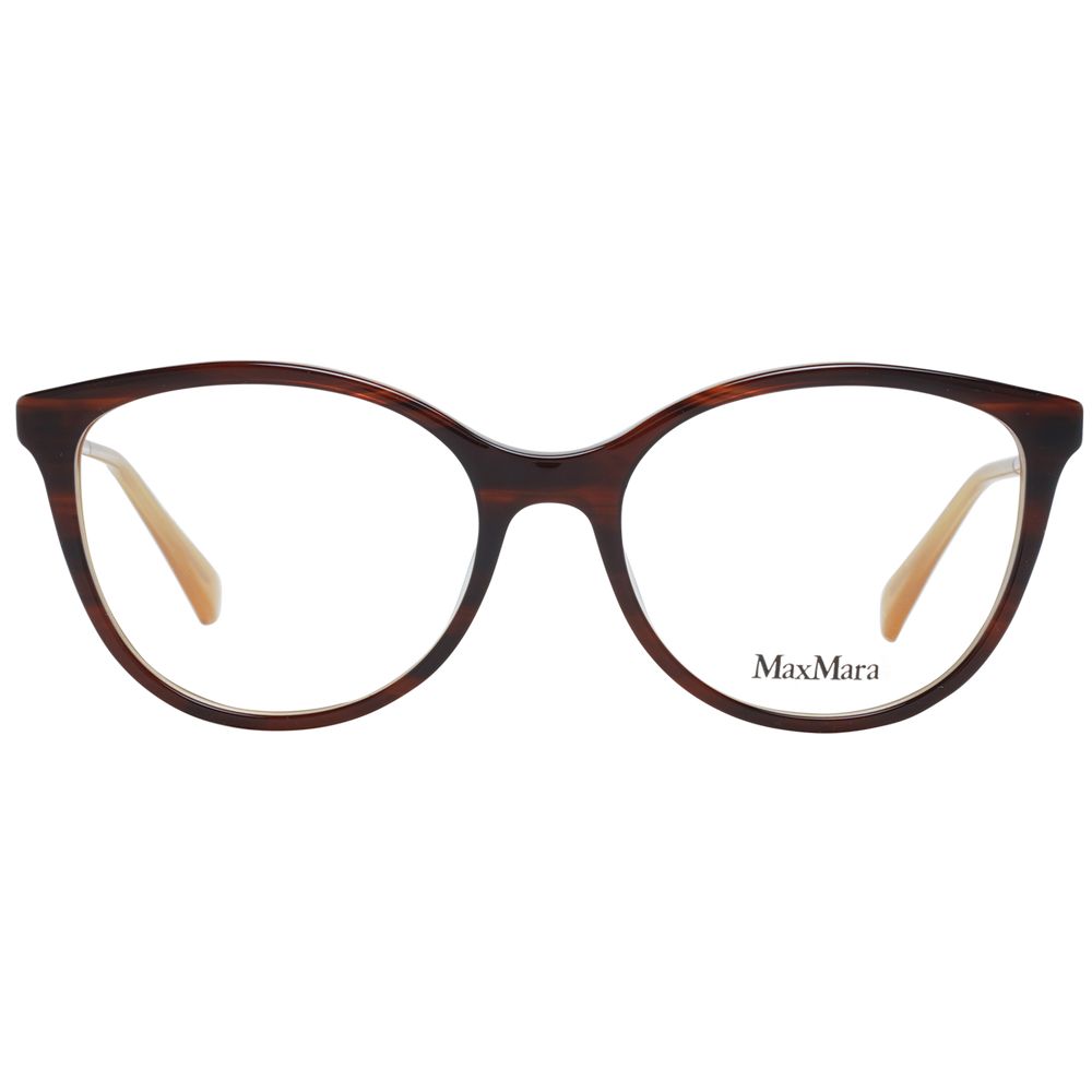 Eyeglasses Frames by Max Mara for women in metal brown features an refined silhouette, showcasing the refined brown coloured frame and sophisticated full-frame frame design.