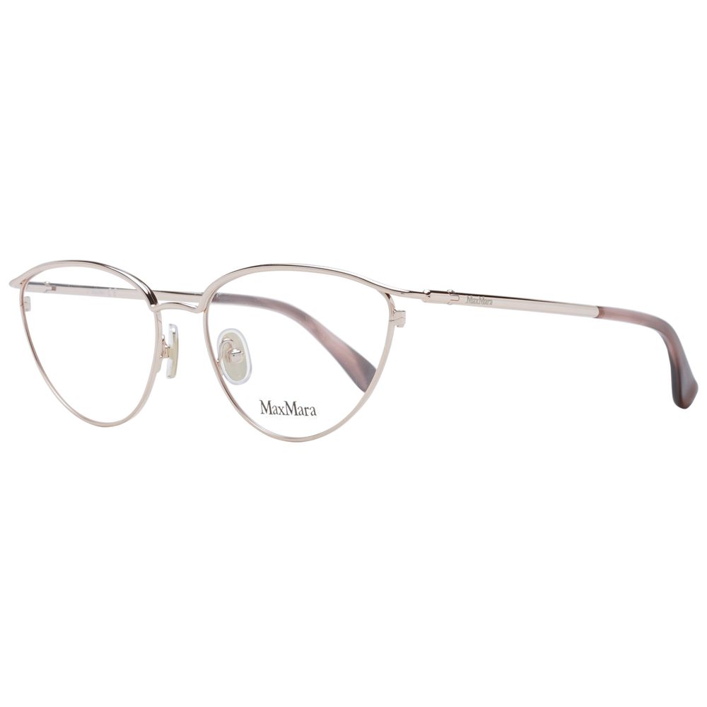 Eyeglasses Frames by Max Mara for women in metal rose-gold showcases a refined full-frame frame design with a refined rose-gold coloured frame finish for a refined and sophisticated look.